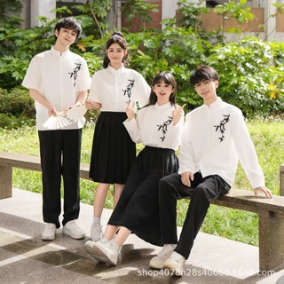 国风中式初高中大学生汉服诗歌朗诵合唱运动会演出服朗诵毕业班服