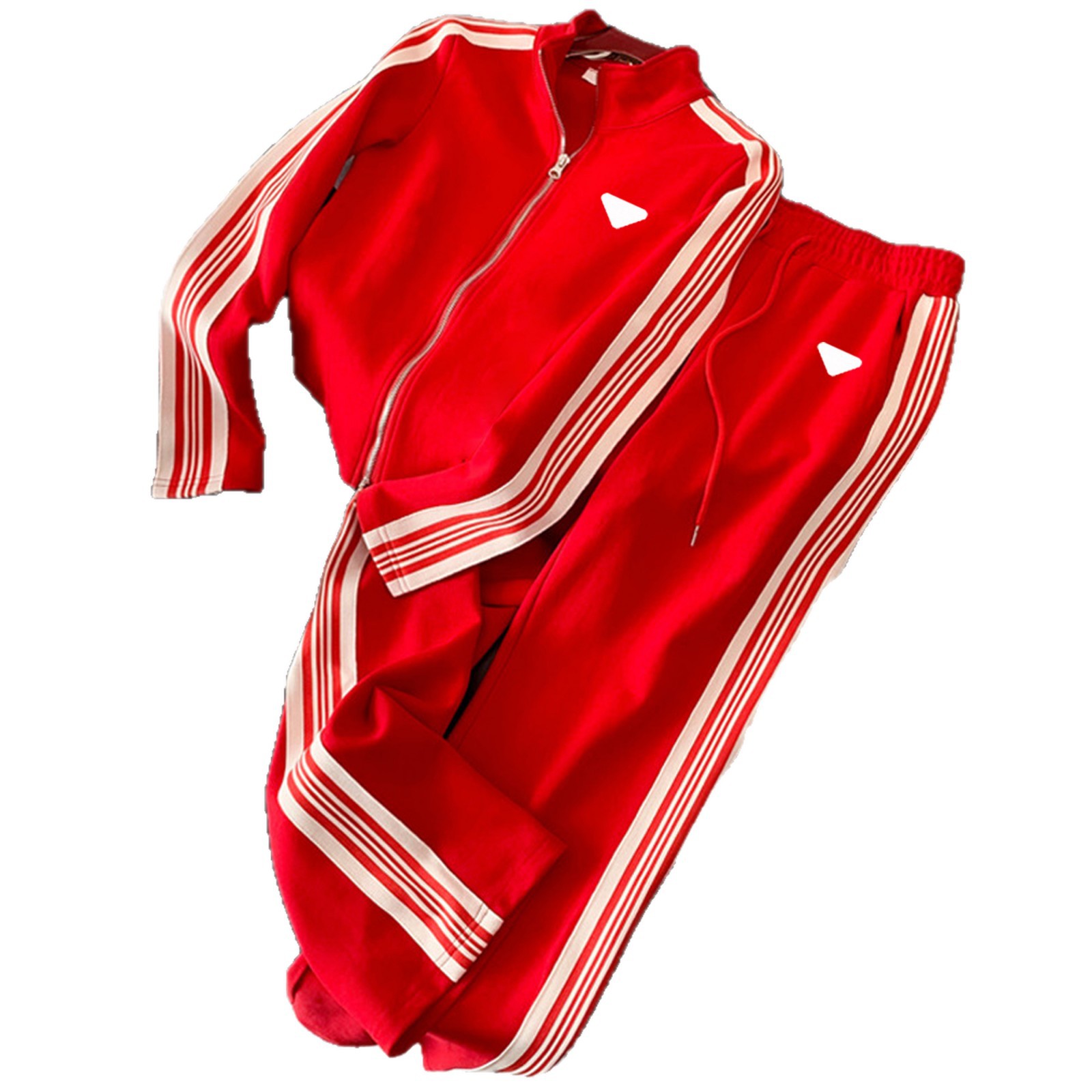 ng2510292 Cross-border Sports Leisure Women's Set: Silicone Triangle White Printed Sweatshirt And Wide-leg Pants, Popular_ecoleips.com