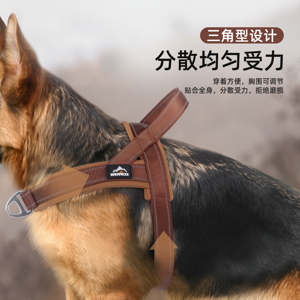 Correa para el pecho de material de nailon para perros de venta caliente transfronteriza, transpirable para perros medianos y grandes, a prueba de explosiones, mascotas ajustables y anti-liberación