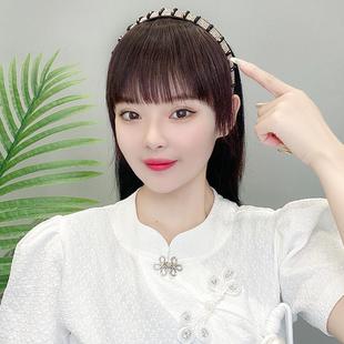 Wig widening rhinestone hairband bangs integrated simulation hair increase volume cover head white hair increase volume replacement block.