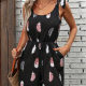 2025 European and American Cross-border Women's Casual Sleeveless Feather Print Tie Pants