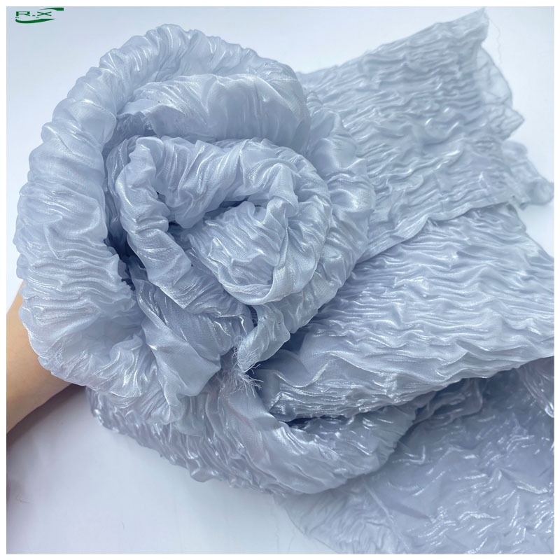 Metallic Organza Fabric Chiffon 3D Embossed Crepe Dress Top Women's Clothing Fabric Metallic Organza