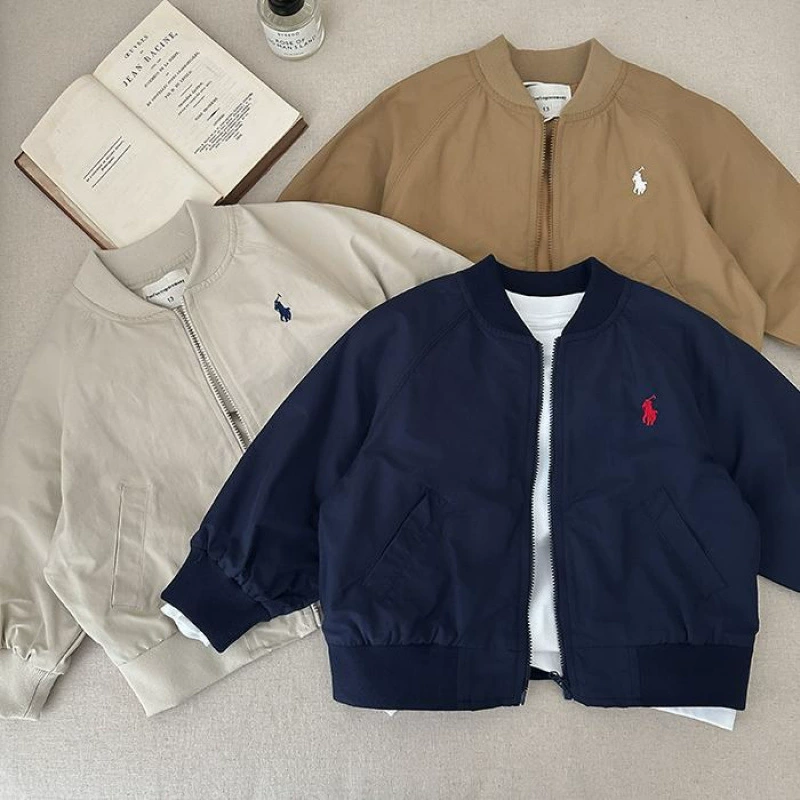 Детская модная брендовая куртка для мальчиков 2025, весна и осень, новый стиль, однотонный кардиган для детей маленького и среднего размера, свободный сокровище
