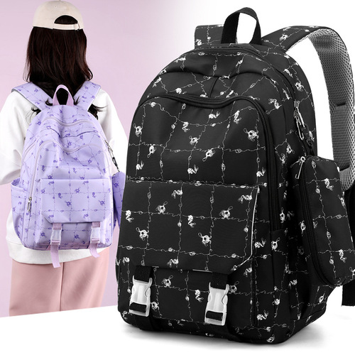 New large-capacity backpack, ins trendy, simple, junior and high school college student school bag, lightweight loli girl backpack
