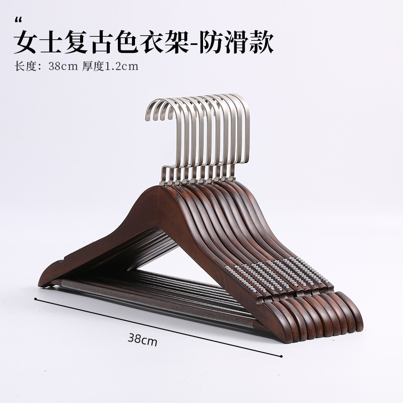 Percha de madera maciza, tendedero de madera, percha que no deja marcas, percha para tienda de ropa, perchero vintage antideslizante, perchero para pantalones al por mayor