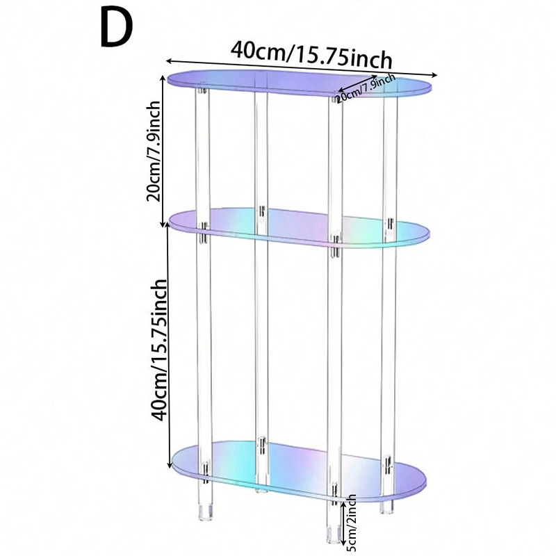 D: 40*20*65 다채로운 3층 정사각형 테이블) 두께 3mm