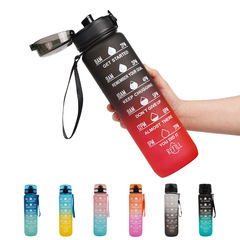 Amazon 1L Large Capacity Water Cup, Direct Drinking Gradient Space Cup, Cross-border Plastic Outdoor Portable Graduated Water Cup