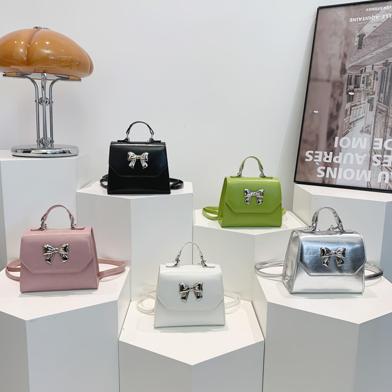 Butterfly knot hand-held small square bag for women, 2024 new fashion single-shoulder bag, cross-border foreign trade distribution, double-shoulder cross-body bag