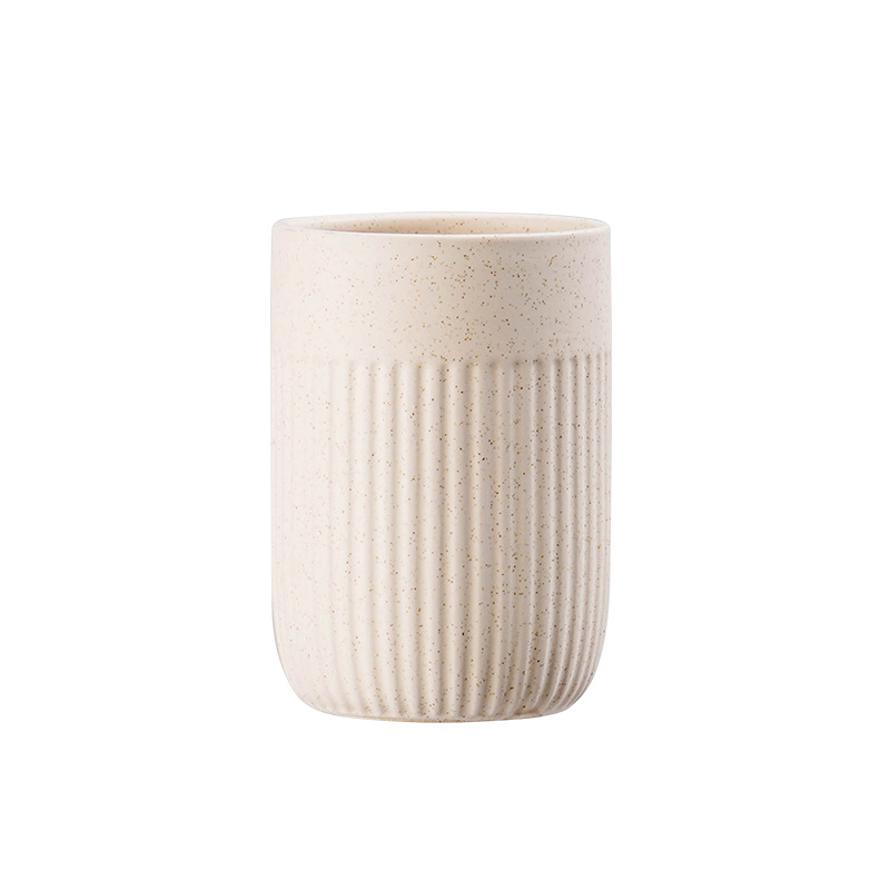Modern Minimalist Ceramic Striped Vertical Pattern Couple's Toothbrush Mouthwash Cup, Bathroom Wash Cup_voghion.com