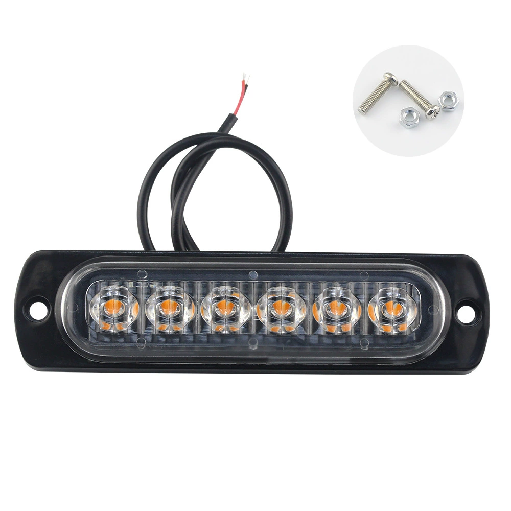 Six-LED long strip side lights, constant-on 12-24V, truck warning light, position light, taillight, amusement park toy light