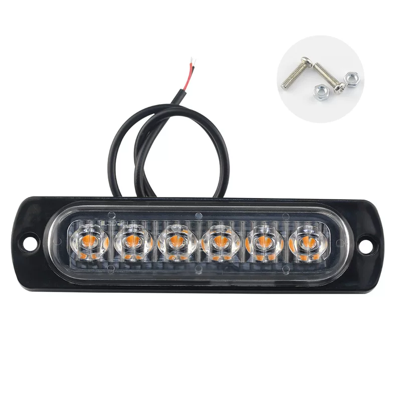 Six-LED long strip side lights, constant-on 12-24V, truck warning light, position light, taillight, amusement park toy light