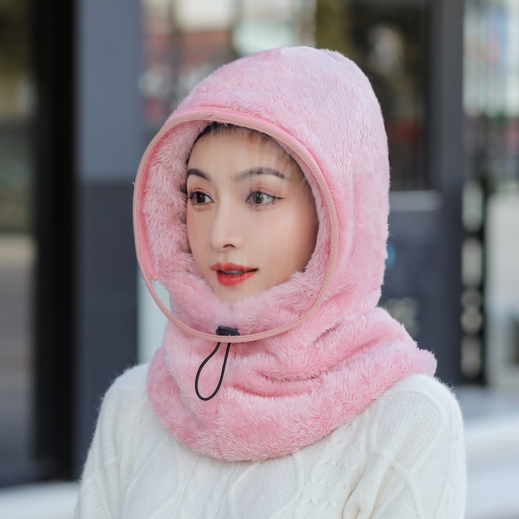 2021 Korean Style Women's New Winter Anti-cold Hat Velvet Thickened Anti-fog Lei Feng Hat Travel Cycling Anti-wind Hat