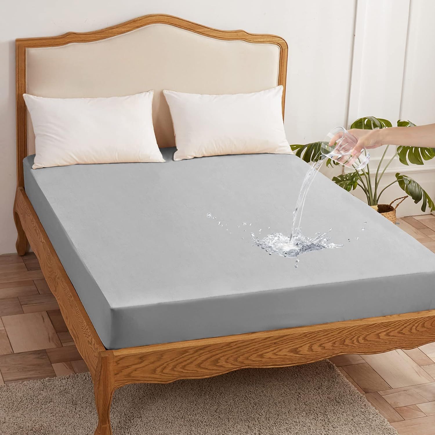 Amazon Waterproof Bed Skirt, Sueded Finish, Water- and Urine-Proof Bed Cover—Hotel-Style, 5-Sided Waterproof Design