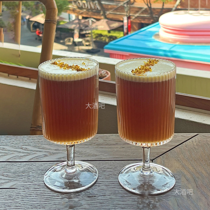 ニッチインレトロアイスアメリカンラテコーヒーカップ縦縞ゴブレットジュースカップ炭酸水カップカクテルカップ|undefined