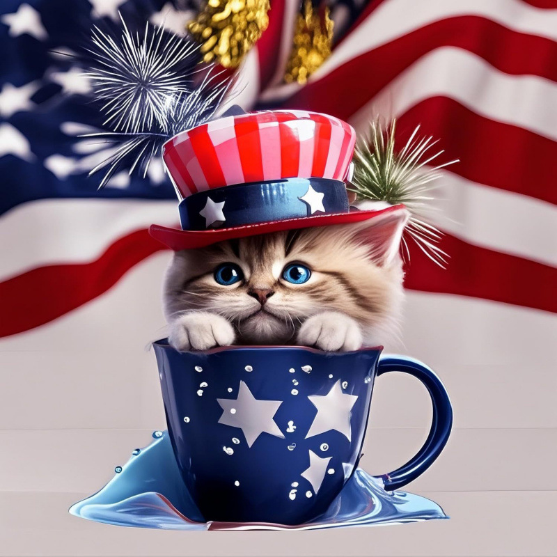 Nuevos productos transfronterizos de baile gato decoración patriótica árbol acrílico plano decoración del día de la independencia colgante de decoración