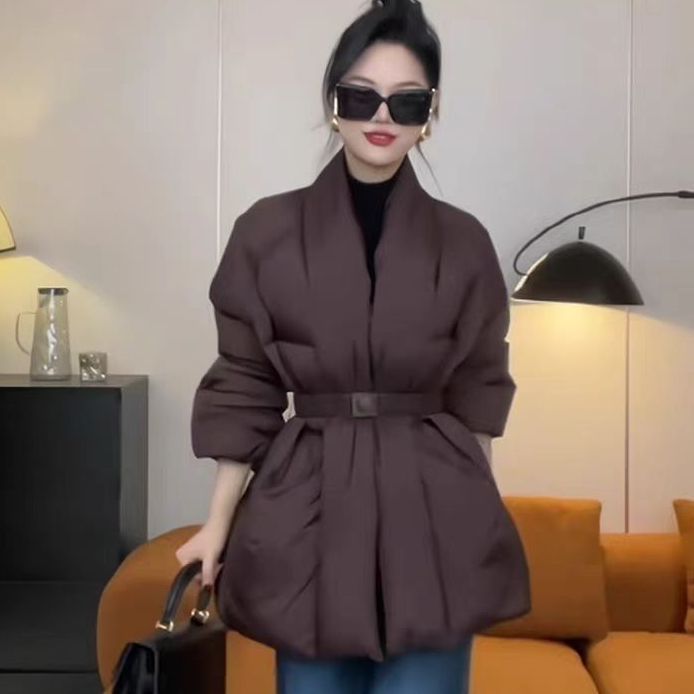 设计感收腰羽绒服女中长款冬季新款韩版宽松显瘦白鸭绒保暖外套|undefined
