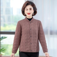 中老年德绒丝绵棉衣女士上衣开衫宽松秋冬加厚加绒高弹保暖短外套