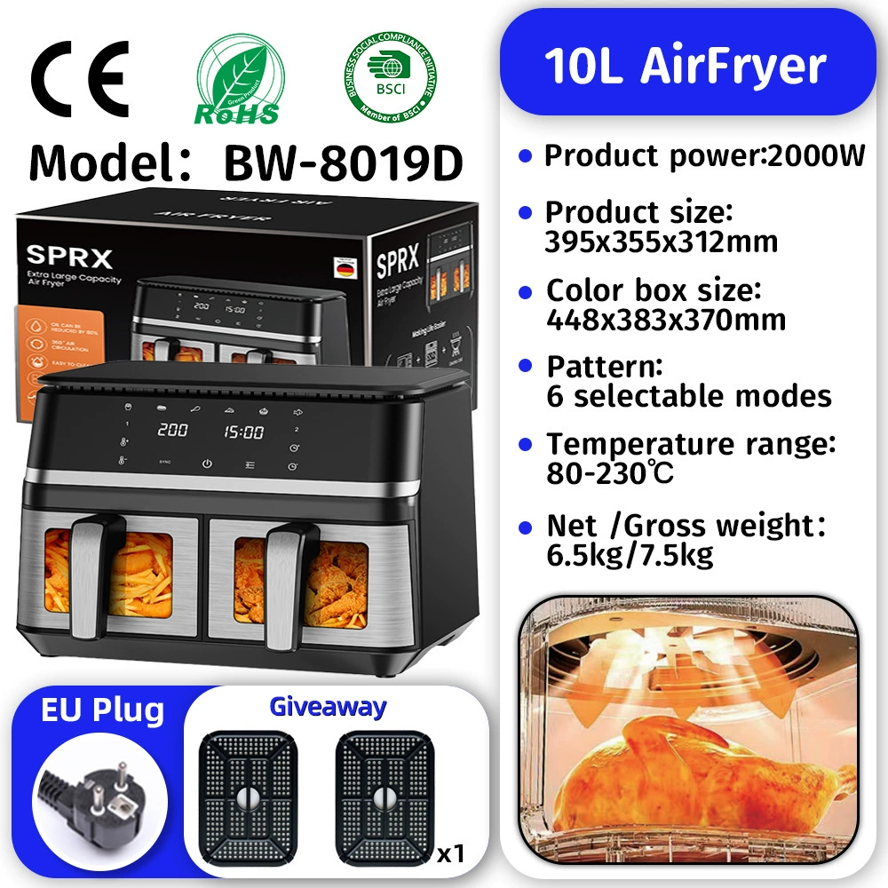 Air fryer oven, large capacity multi-function, touch-screen and mechanical options (4.5–25 L)