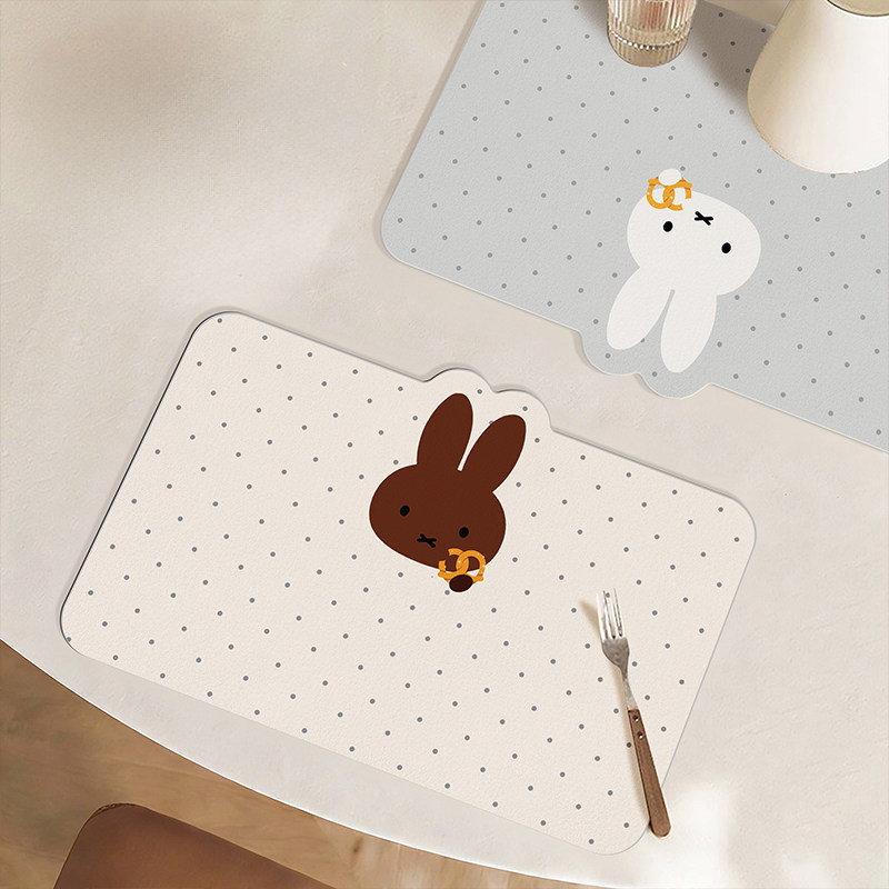 Hot-Selling Miffy Rabbit Diatomaceous Earth Placemat, Stain-Resistant and Easy to Clean, Table Protection Mat, Non-Slip and Water-Draining Mat Hot-Selling Miffy Rabbit Diatomaceous Earth Placemat, Stain-Resistant and Easy to Clean, Table Protection Mat, Non-Slip and Water-Draining Mat