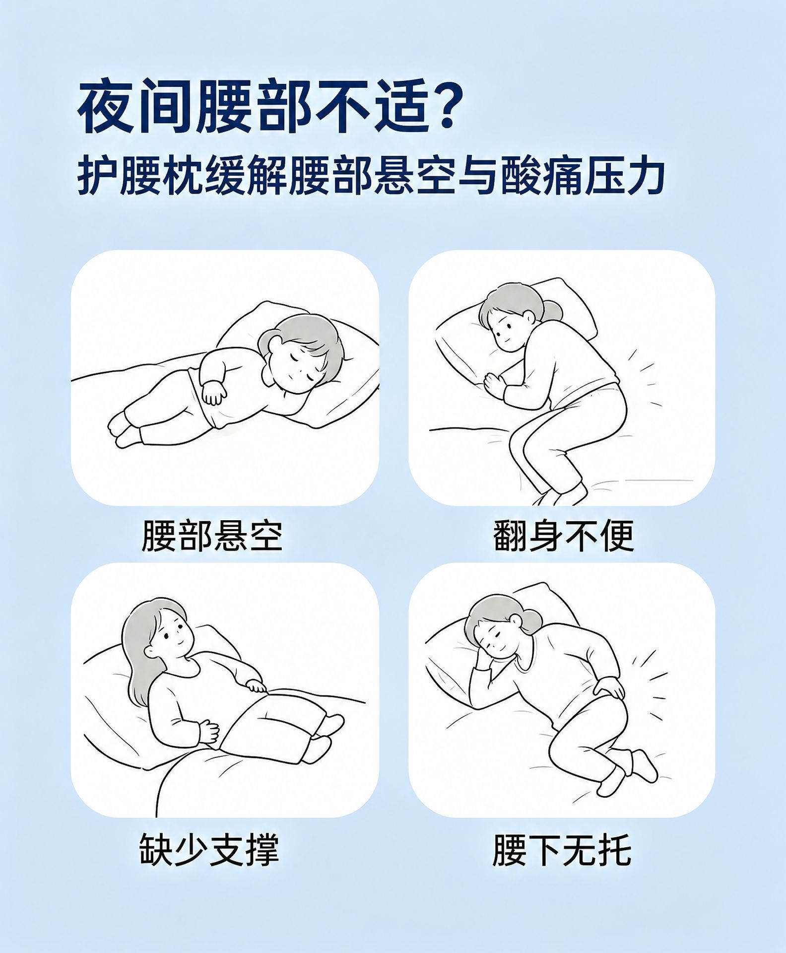 Sleep Support Waist Belt Detachable Lumbar Pillow Ice Silk Fabric 70cm Adjustable Fit key features