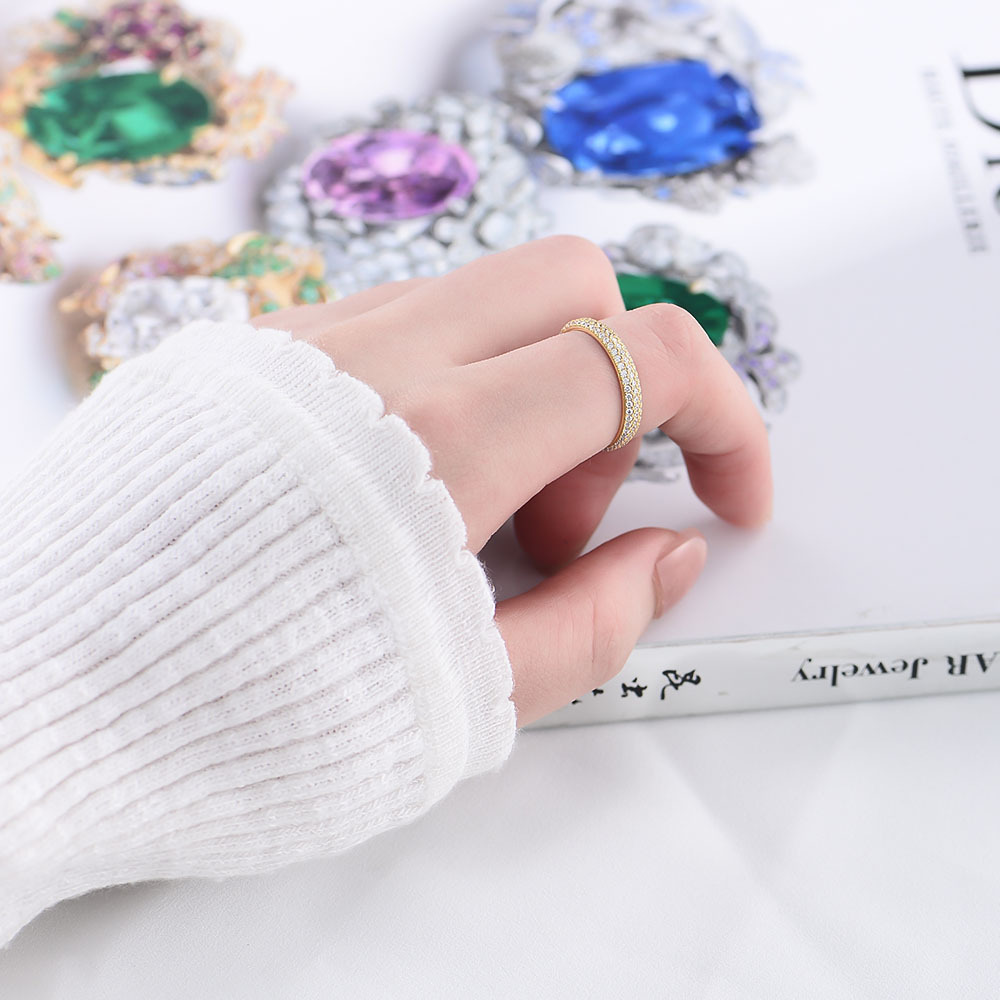 Electroplating Gold Plating Process 14K Real Gold Plated, Rhodium Plated Plating Material 925 Sterling Silver Zircon Geometric Rings