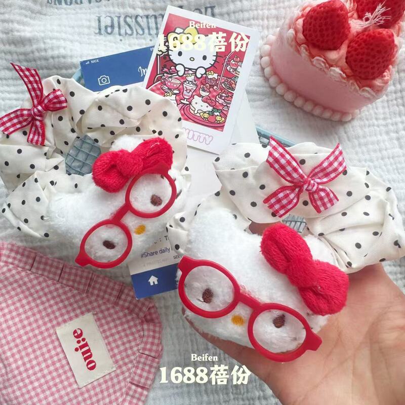 可爱萌萌眼镜猫咪发圈时尚百搭波点甜美大肠圈超仙少女ins风发绳|undefined