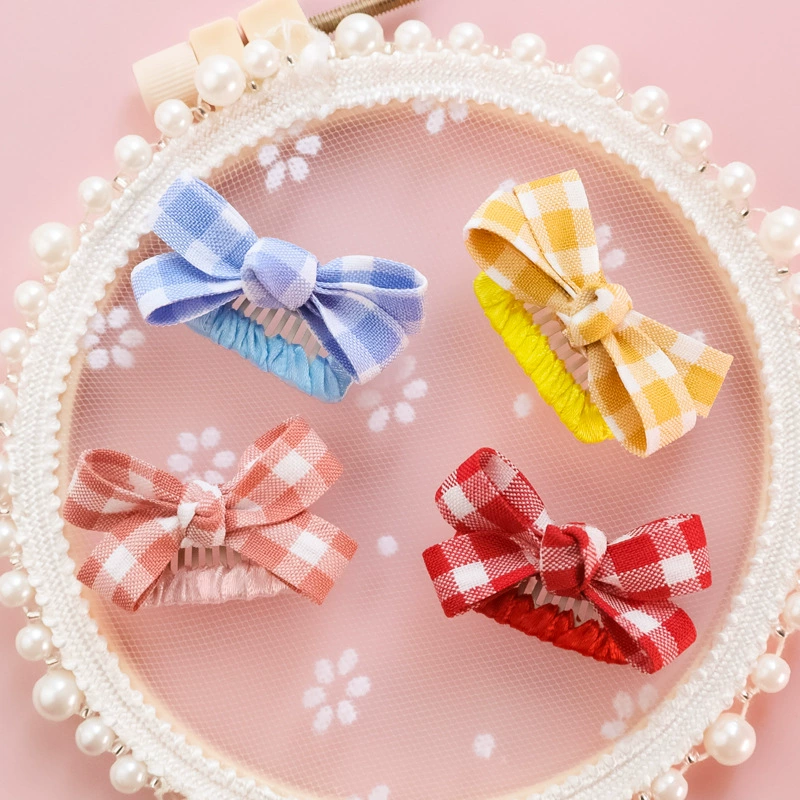 Специальная трансграничная заколка для домашних животных ручной работы BB-зажим для волос длинная шерсть кошка Тедди Марзис собака клетчатый бант