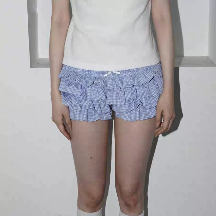 Лаконичные штаны-шорты с рюшами, стиль Y2K low-waist, размеры S–L