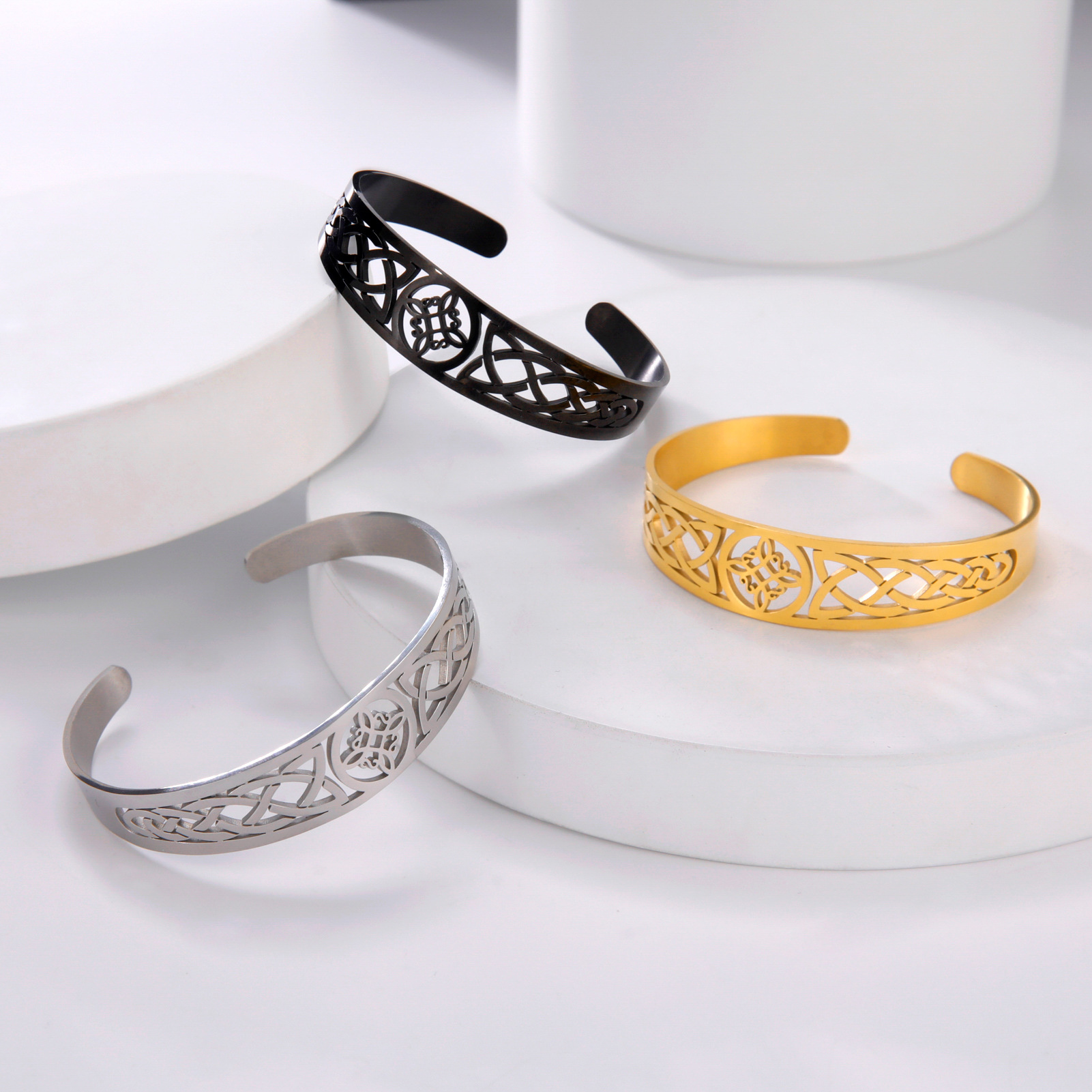 304 Stainless Steel Material Hip-Hop Retro Witches Knot 304 Stainless Steel Plating Men's Bangle Men Cuff & Bangle