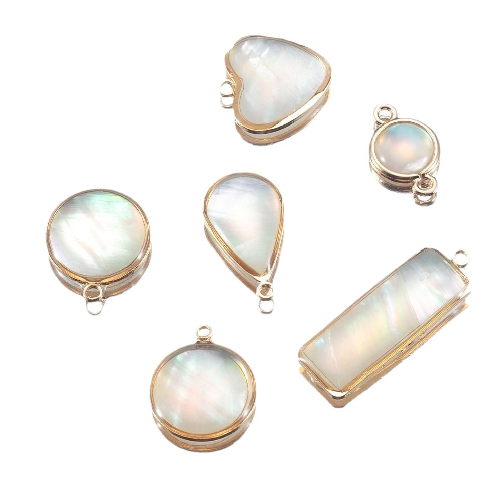 銅合金天然貝殻縁ペンダントアワビ貝円形シングルペンダントdiy手作り耳飾りネックレスアクセサリー