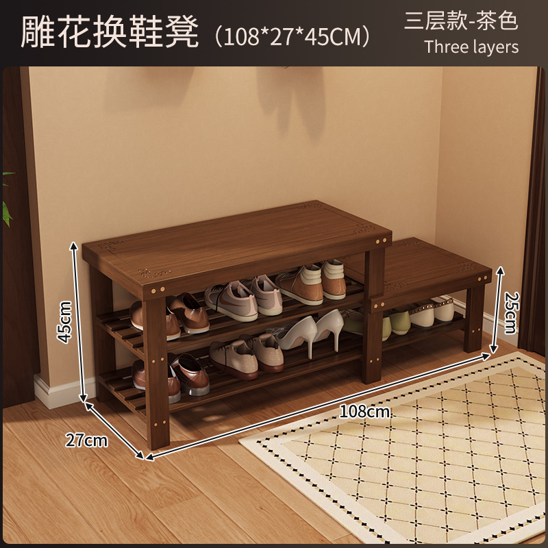 Zapatero integrado con banco para cambiar zapatos para uso doméstico en la entrada del pasillo, se puede usar para sentarse, banco de almacenamiento de zapatos de varias capas simple para apartamentos de alquiler. image 41