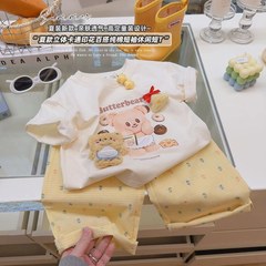 【親子服】立体人形子供用半袖Tシャツ半袖夏服ゆったり漫画トップス洋風ボトムスシャツ