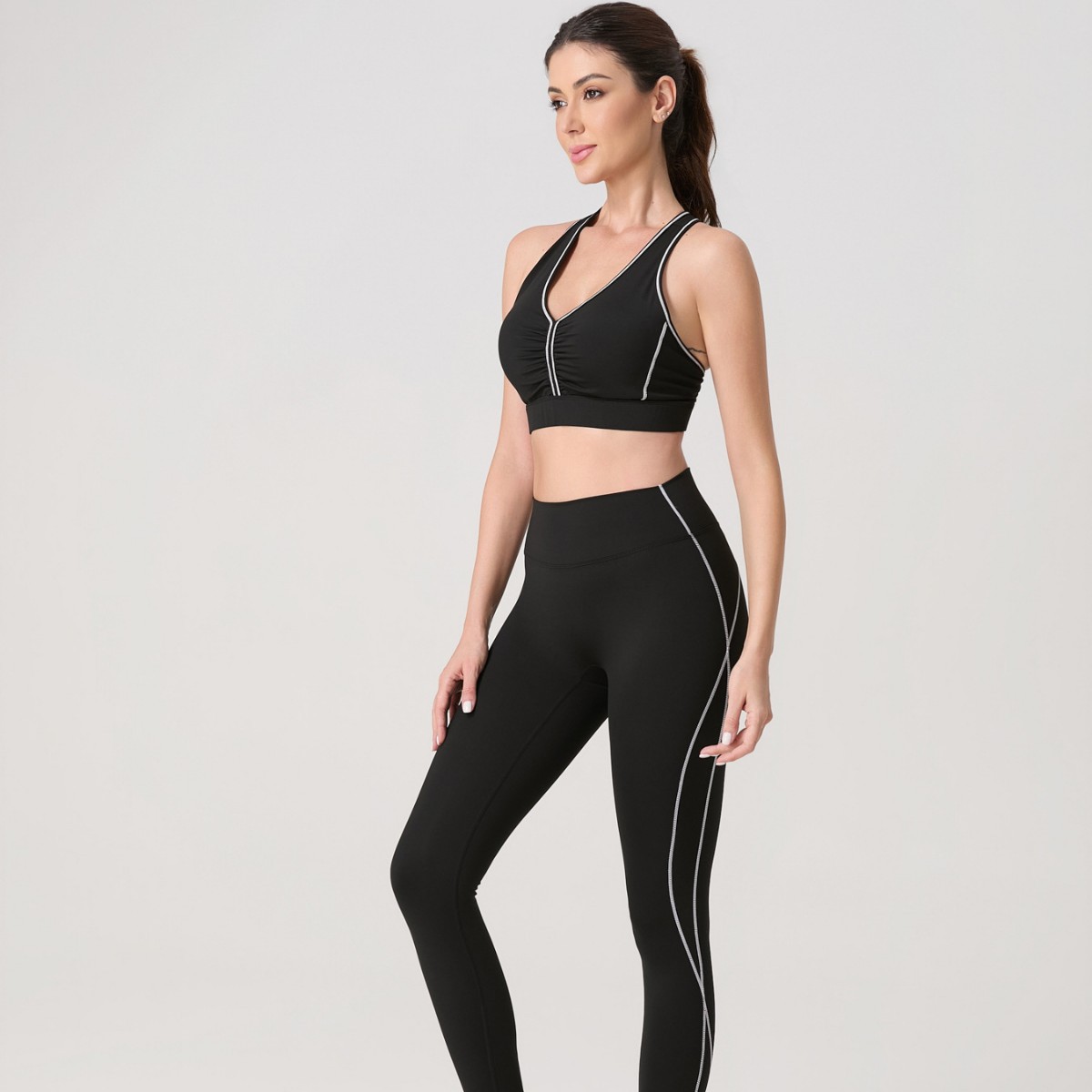 Foreign trade cross-border TK popular yoga outfit set for women with large busts, sporty tank top, peach butt slim-fit stretch yoga pants