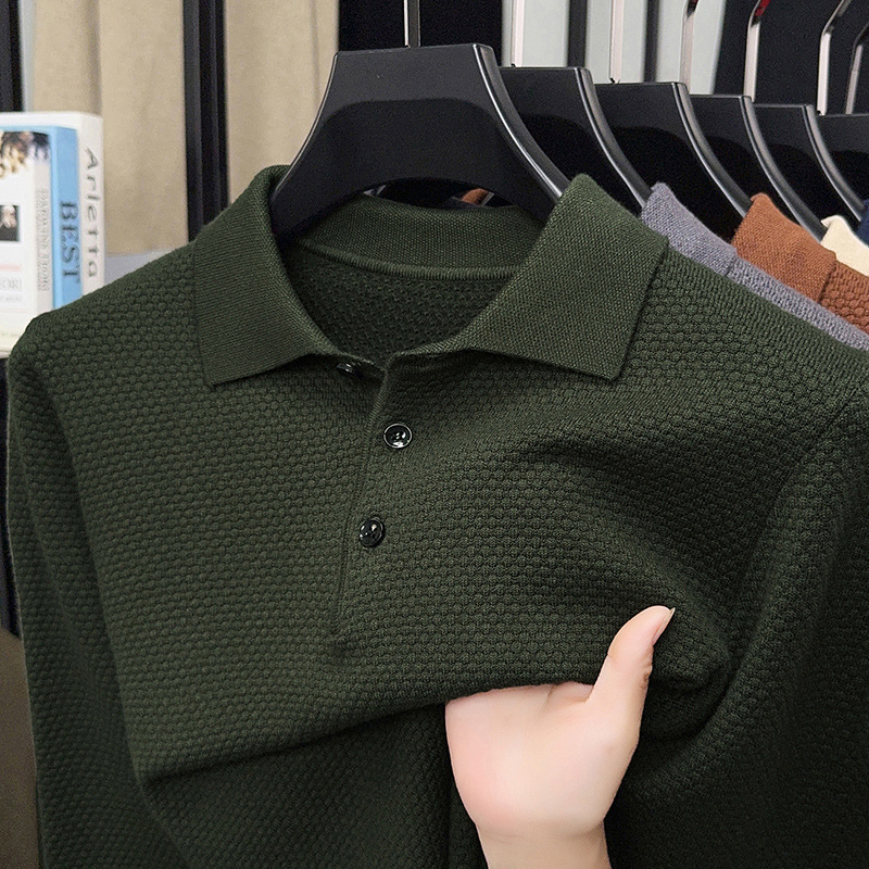 Trendy Thickened New Autumn and Winter Anti-Pilling Solid Color Long-Sleeve Casual Versatile Men's Knit Sweater Top