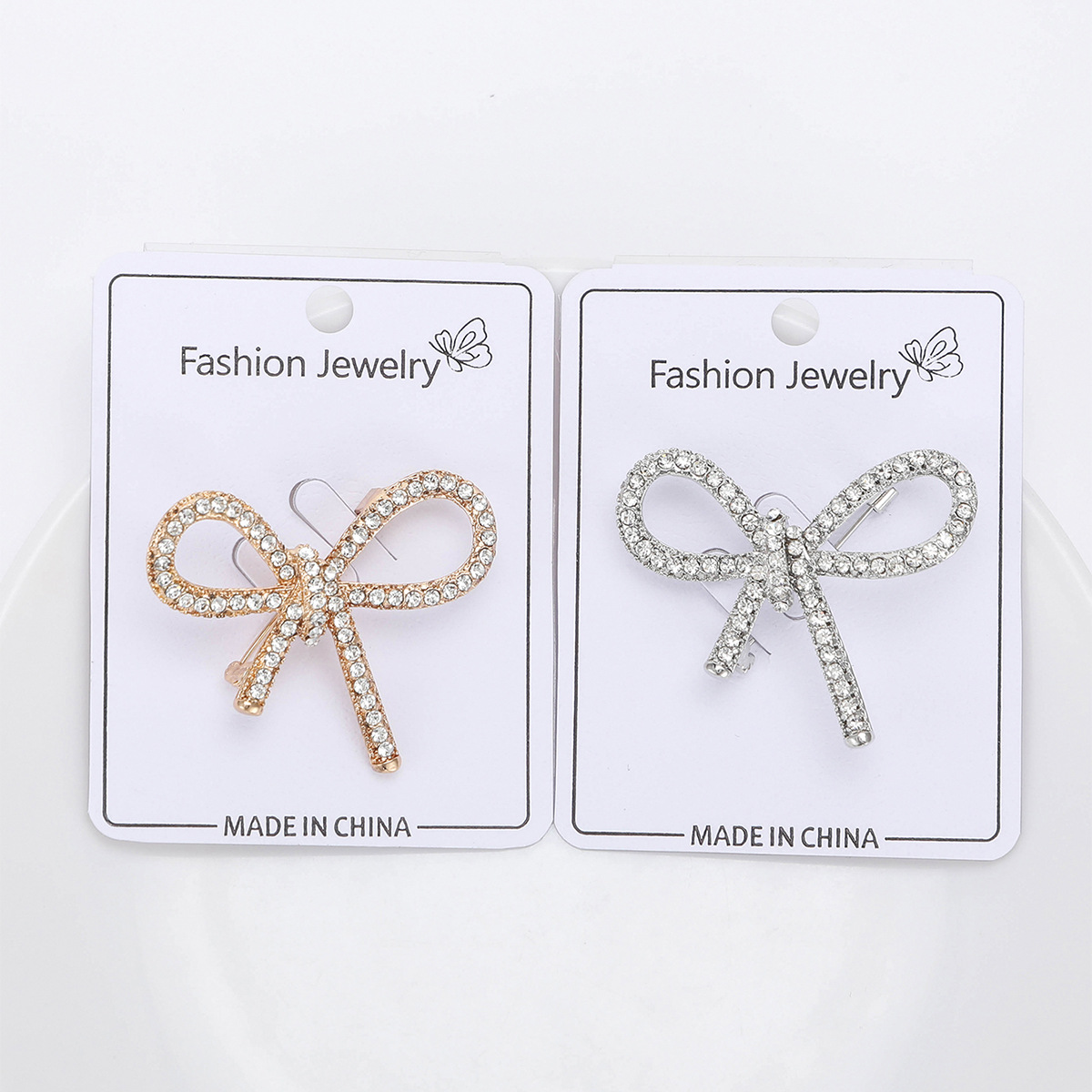 10g Weight Simple Style Pin Bow Knot Alloy Plating Inlay Rhinestones Women's Brooches