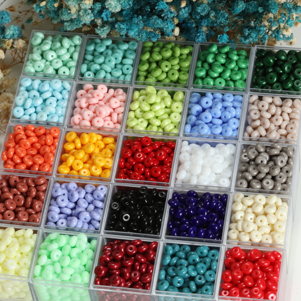 6*3mm多色玻璃算盘珠扁珠车轮珠米珠散珠手工diy饰品配件串珠材料