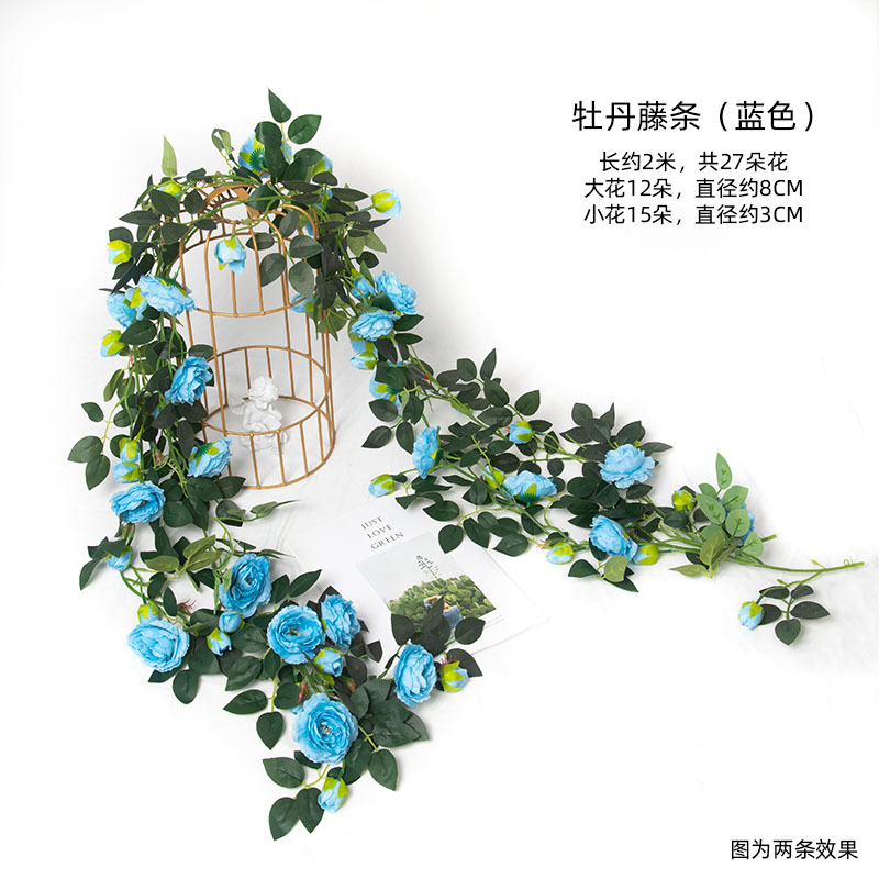Flor artificial vid Rosa ratán boda decoración interior tubo sinuoso peonía flor tira flor artificial techo flor artificial vid