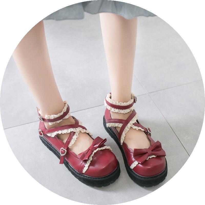 Single-layer Shoes Harajuku Big-head Doll Shoes Waterproof Platform Add Single-layer Shoes Women's Cross Strap Buckle Soft Girl Shoes