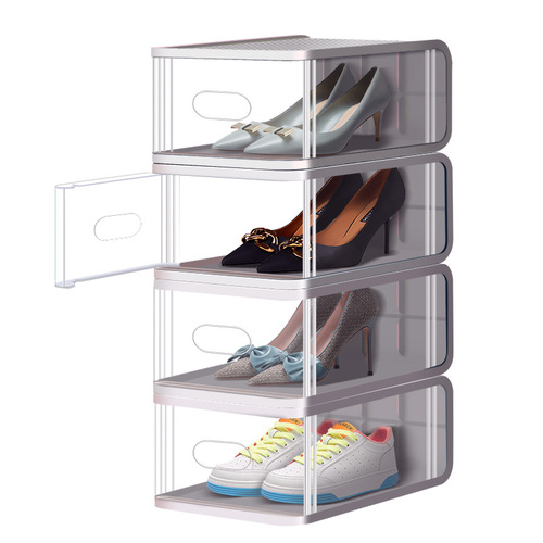 Plastic transparent drawer-type shoe box shoe storage box dormitory artifact space-saving shoe rack shoe cabinet