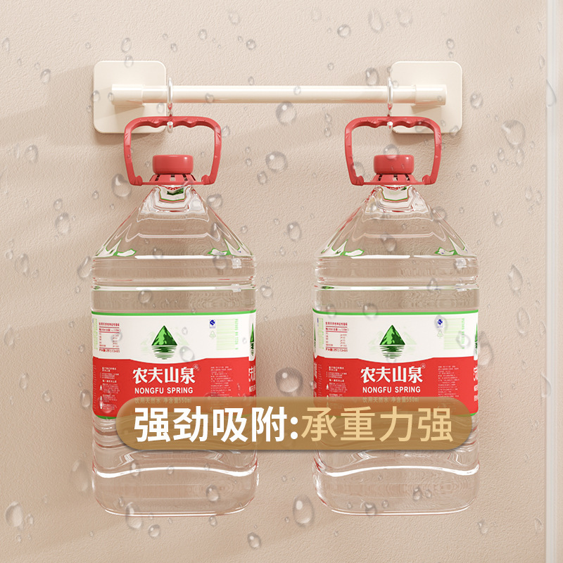 クリーム浴室モップラック穴なし壁掛けトイレの壁のドアの後ろに水を落とす靴収納棚|undefined