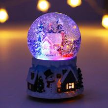 雙機芯 自動飄雪花水晶球音樂盒 旋轉發光 聖誕節禮物 天空之城