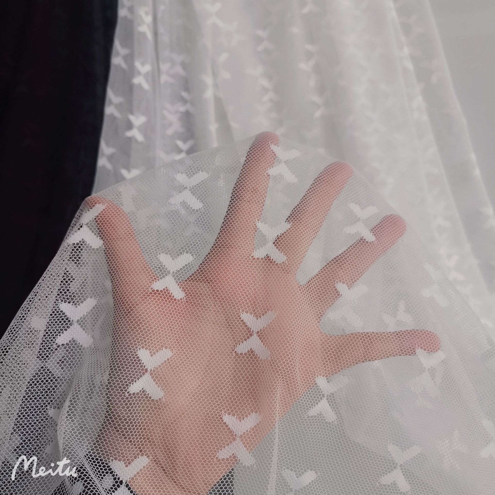 新款热卖~好品质柔软亲肤锦氨弹力双尖桃心提花网布 打底内衣面料