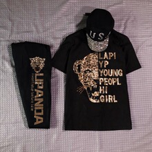 大码200斤洋气套装女2023夏时髦烫钻重工遮肉休闲胖妹妹mm两件套