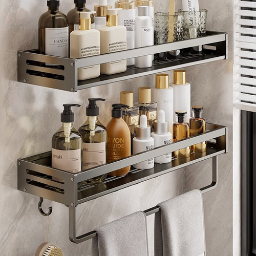 Bathroom storage rack, punch-free washbasin, light luxury bathroom wall-mounted toilet wall storage rack