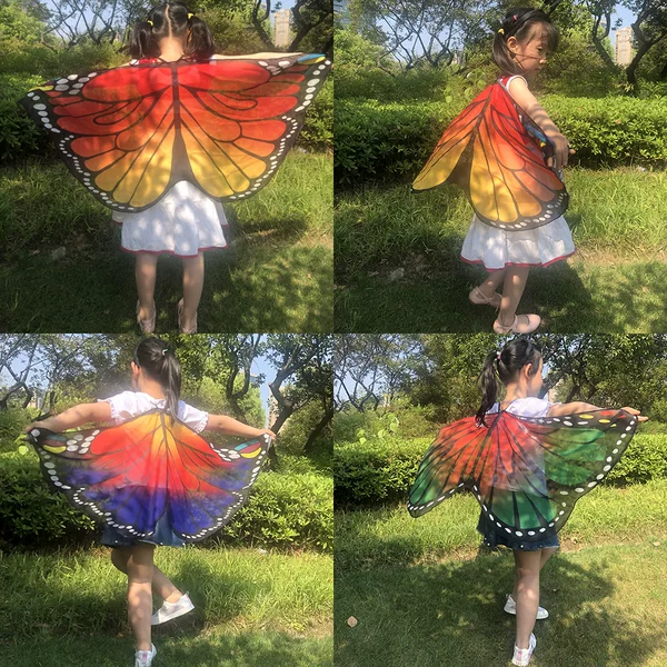 Chiffon Kidsren's Butterfly Cape Cross-Border Halloween Butterfly Decoration Cosplay Silk Scarf Shawl Holiday Dress