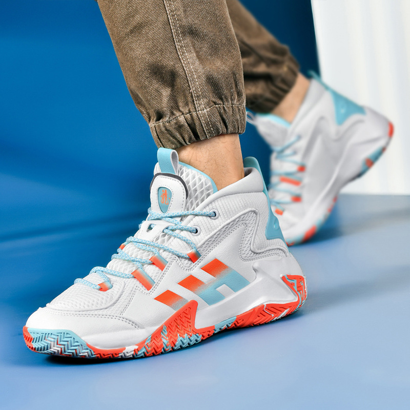 Youth High-Top Basketball Shoes, Soft-Soled Lightweight Sports Shoes, Non-Slip and Wear-Resistant Running Shoes, Large Size Breathable Mesh Men's Shoes