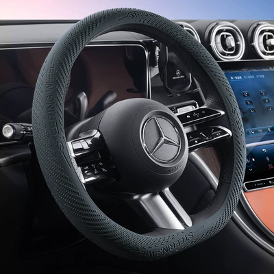 Car Steering Wheel Cover Food Grade Liquid Silicone Ultra-Thin Anti-Slip Dust-Proof Anti-Sweat Ice-Feel Handle Cover Universal for All Seasons (Steering wheel cover) - liquid-silicone-steering-wheel-cover-black-one-piece-33-42