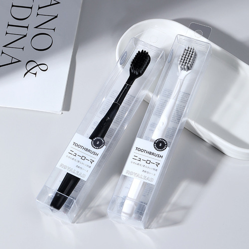 RAOYI Simple Black and White Adult Wide Head Spiral Soft Toothbrush Household Gum Protection Fine Soft Toothbrush Wholesale Manufacturer