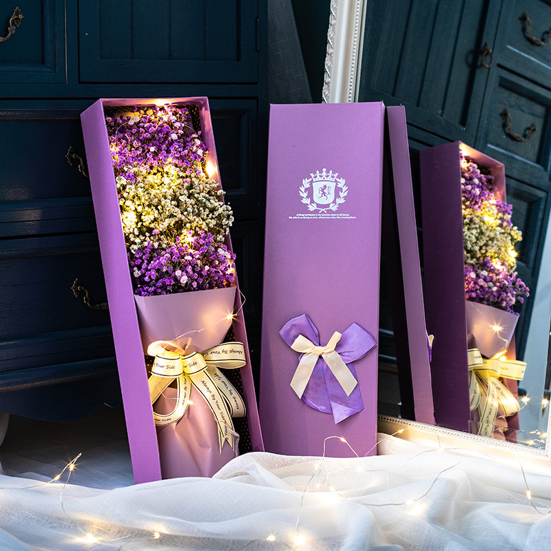 보라색 흰색 보라색 48cm 선물 상자-꽃다발+선물 상자+LED 조명