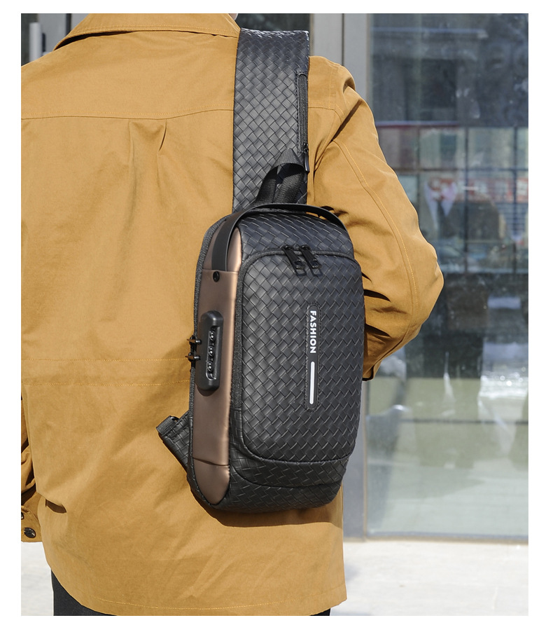 Cross-border men's chest bag, anti-theft password lock, single-shoulder bag, casual and simple crossbody bag, water-resistant outdoor storage chest bag undefined